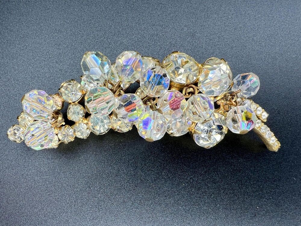 Ref No. 1042 Vintage Juliana D&E Aurora Borealis Crystal Bead Spray Brooch